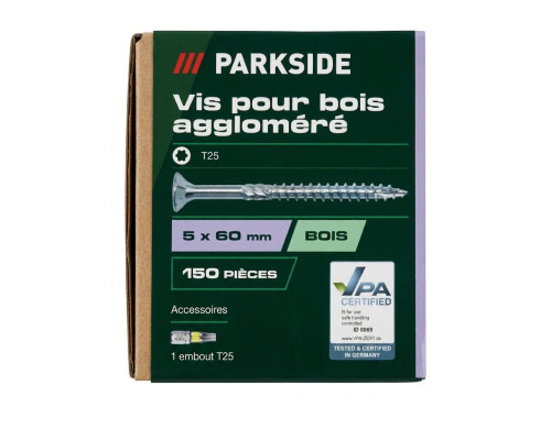 Шурупи по дереву (ДСП) Parkside 5,0 x 40 мм (200 шт) з фрезерувальними ребрами та бітою TX25