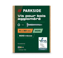 Шурупи по дереву (ДСП) Parkside 4,0 x 30 мм (600 шт) TX20 + біта в комплекті