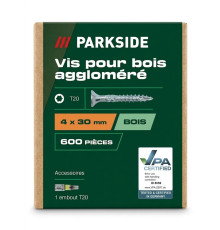 Шурупи по дереву (ДСП) Parkside 4,0 x 30 мм (600 шт) TX20 + біта в комплекті