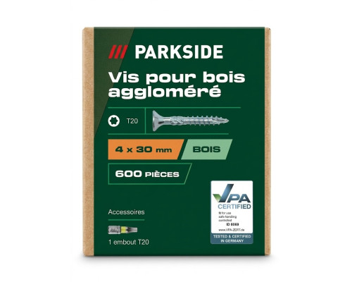 Шурупи по дереву (ДСП) Parkside 4,0 x 30 мм (600 шт) TX20 + біта в комплекті