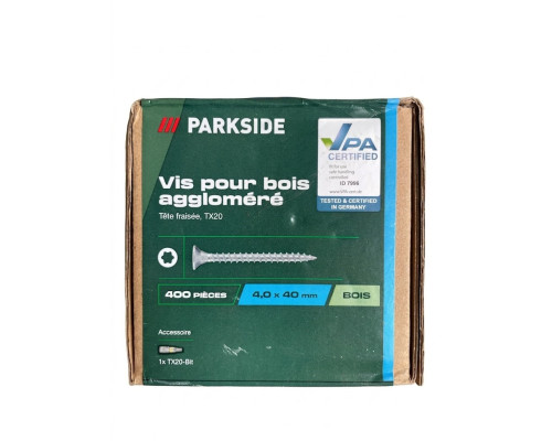 Шурупи по дереву (ДСП) Parkside 4,0 x 40 мм (400 шт) TX20 + біта в комплекті