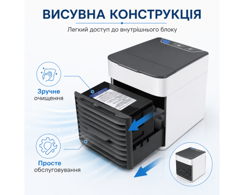 Міні USB охолоджувач повітря 3-в-1 з функцією зволоження та вентиляції / Портативний настільний охолоджувач