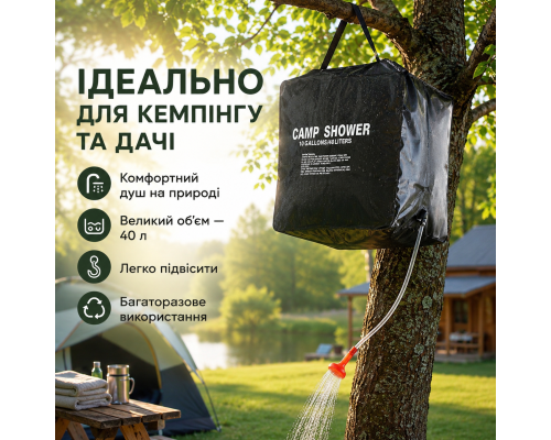 Похідний душ Camp Shower 40 л з шлангом і розпилювачем