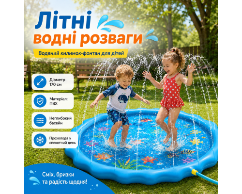 Водяний килимок-фонтан для дітей 170 см
