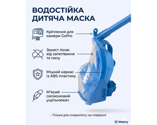 Дитяча повнолицева маска для підводного плавання Watery Oxygen Atlantic Blue