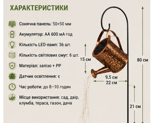 Вуличний садовий світильник з LED-підсвічуванням