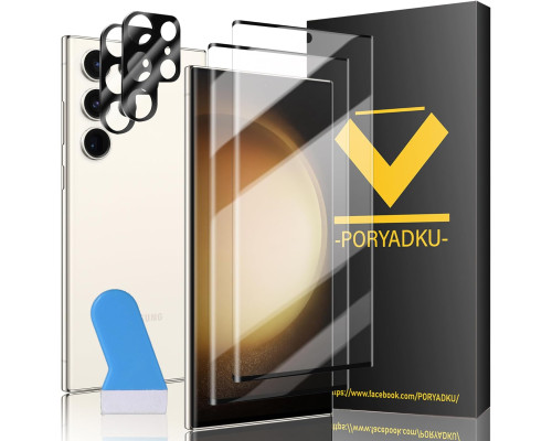 Комплект захисного скла (2 шт) HPTech для Samsung Galaxy S23 Ultra та захист камери (2 шт)