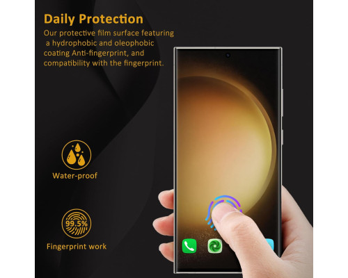 Комплект захисного скла (2 шт) HPTech для Samsung Galaxy S23 Ultra та захист камери (2 шт)