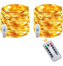 Світлодіодна гірлянда-нитка Vicloon USB з пультом ДУ 2 шт х 10 м 100 LED Тепла біла