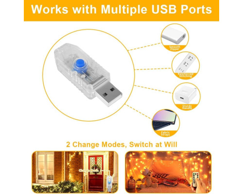 Світлодіодна гірлянда-нитка Vicloon USB з пультом ДУ 2 шт х 10 м 100 LED Тепла біла