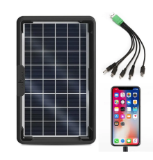 Портативна сонячна панель 4W + USB-кабель з перехідниками