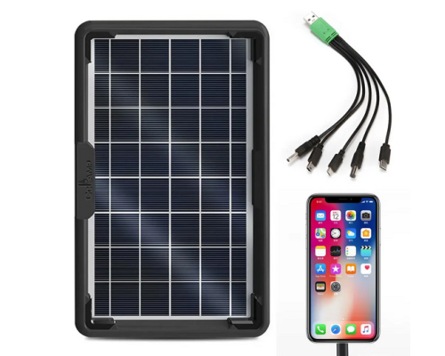 Портативна сонячна панель 4W + USB-кабель з перехідниками