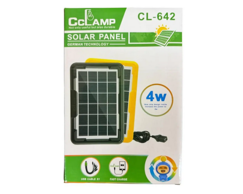 Портативна сонячна панель 4W + USB-кабель з перехідниками