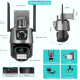 Камера сирена з двома об'єктивами та двома екранами V380 Pro CCTV 8MP PTZ