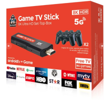 Ігрова консоль-приставка X9 (64 gb, 8K, 30000 ігор, Android, TV GAME STICK) з двома бездротовими контролерами