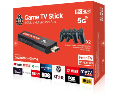Ігрова консоль-приставка X9 (64 gb, 8K, 30000 ігор, Android, TV GAME STICK) з двома бездротовими контролерами