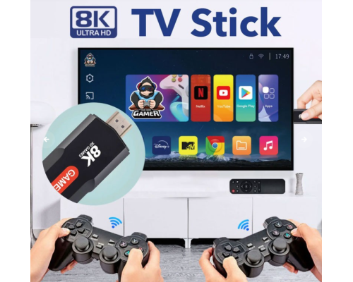 Ігрова консоль-приставка X9 (64 gb, 8K, 30000 ігор, Android, TV GAME STICK) з двома бездротовими контролерами