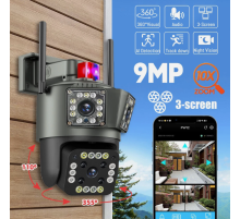Бездротова 3-лінзова вулична PTZ-камера сирена відеоспостереження 1080P HD WiFi IP KEPEAK