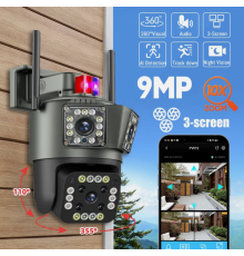 Бездротова 3-лінзова вулична PTZ-камера сирена відеоспостереження 1080P HD WiFi IP KEPEAK