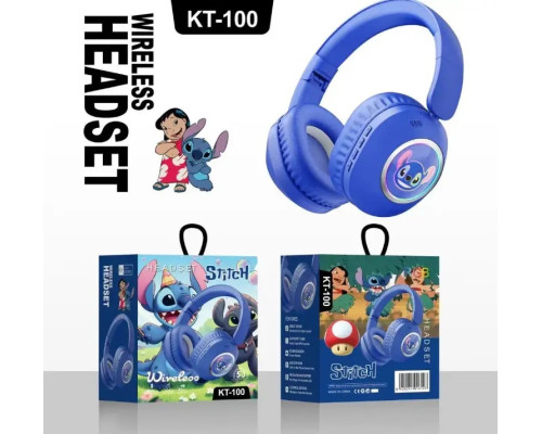 Дитячі бездротові навушники Стіч KT-100 RGB Stitch з RGB-підсвіткою