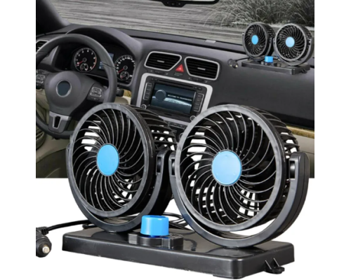 Портативний автомобільний вентилятор 12V з подвійною головкою та охолодженням