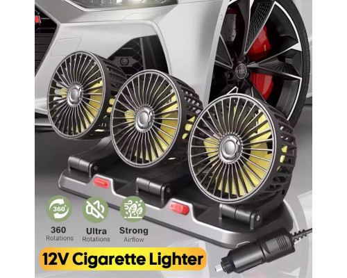 Портативний вентилятор для авто 12V двоголовий з поворотною системою