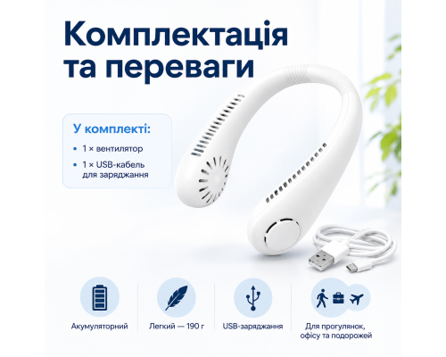 Безлопатевий вентилятор X5 з 3 режимами швидкості