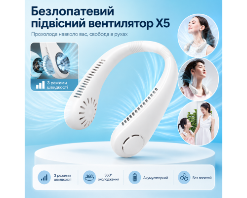 Безлопатевий вентилятор X5 з 3 режимами швидкості