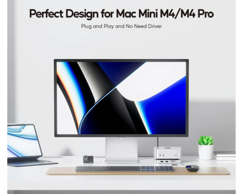 Док-станція та аксесуари для Mac Mini M4 USB C PULWTOP