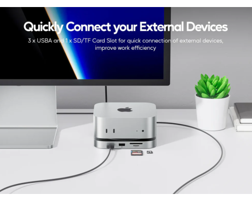Док-станція та аксесуари для Mac Mini M4 USB C PULWTOP