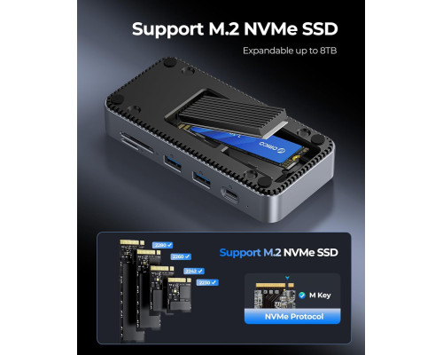 USB-C концентратор з корпусом для M.2 NVMe SSD 10 Гбіт/с ORICO