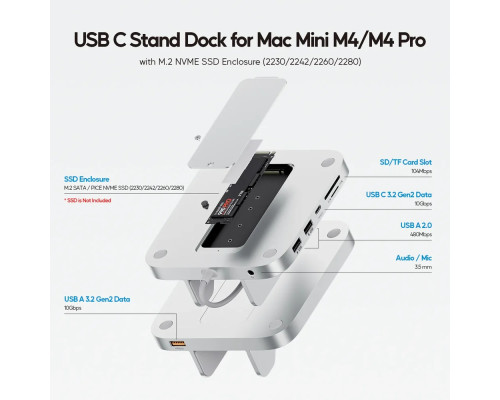 Вертикальний USB-концентратор для Mac Mini PULWTOP