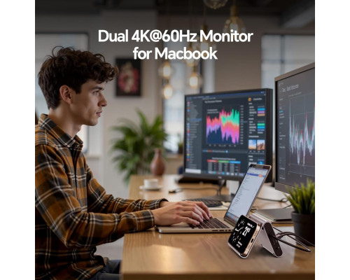 Док-станція для MacBook з 2 роз'ємами HDMI PULWTOP