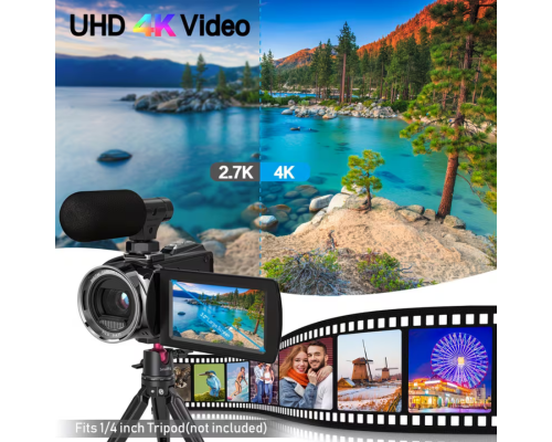 Портативна ретро-камера 4K з обертовим дисплеєм та мікрофоном