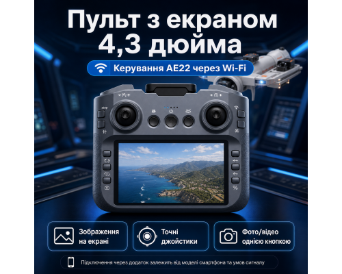 Квадрокоптер з дистанційним керуванням та екраном