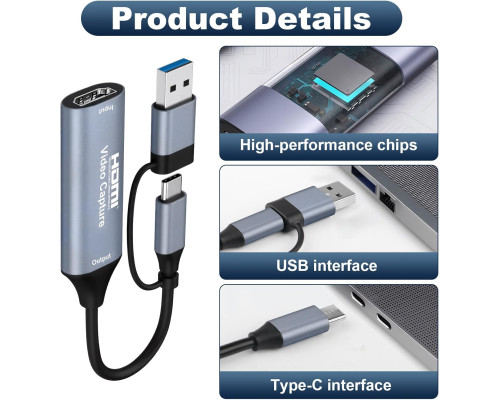 Карта відеозахоплення 4K HDMI на USB C 3.0