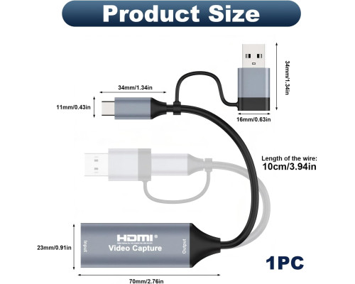 Карта відеозахоплення 4K HDMI на USB C 3.0