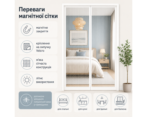 Магнітна москітна сітка на двері 210*90