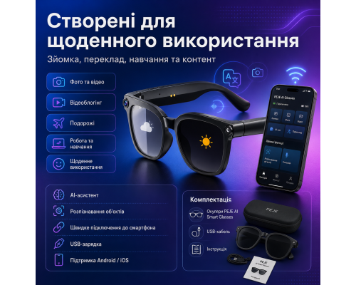 Розумні AI окуляри з фотохромними лінзами